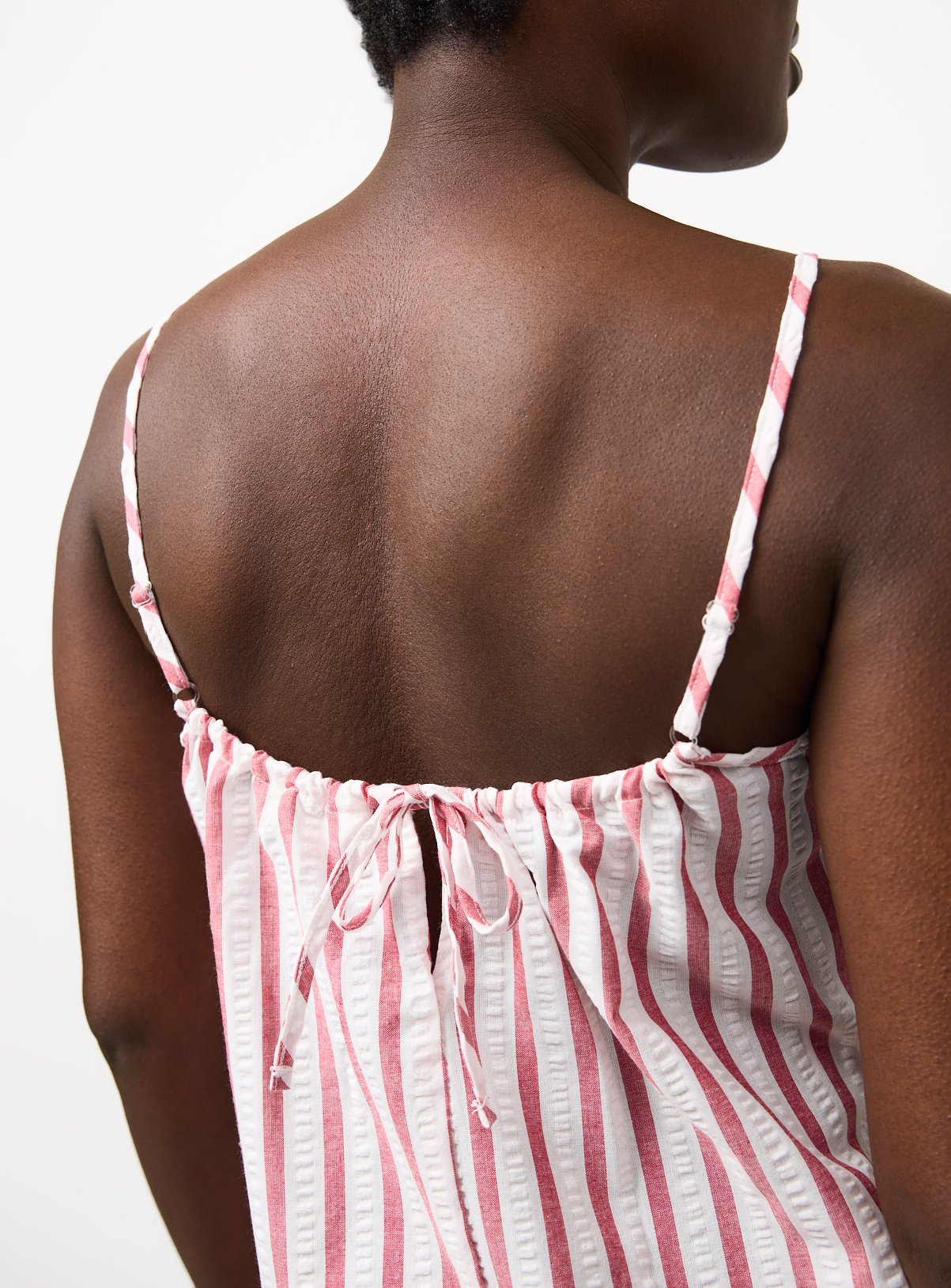 White Stripe Print Seersucker Chemise Night Shirt M - Image 2 thumbnail